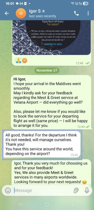 Client Telegram review MLE CIP Meet & Greet